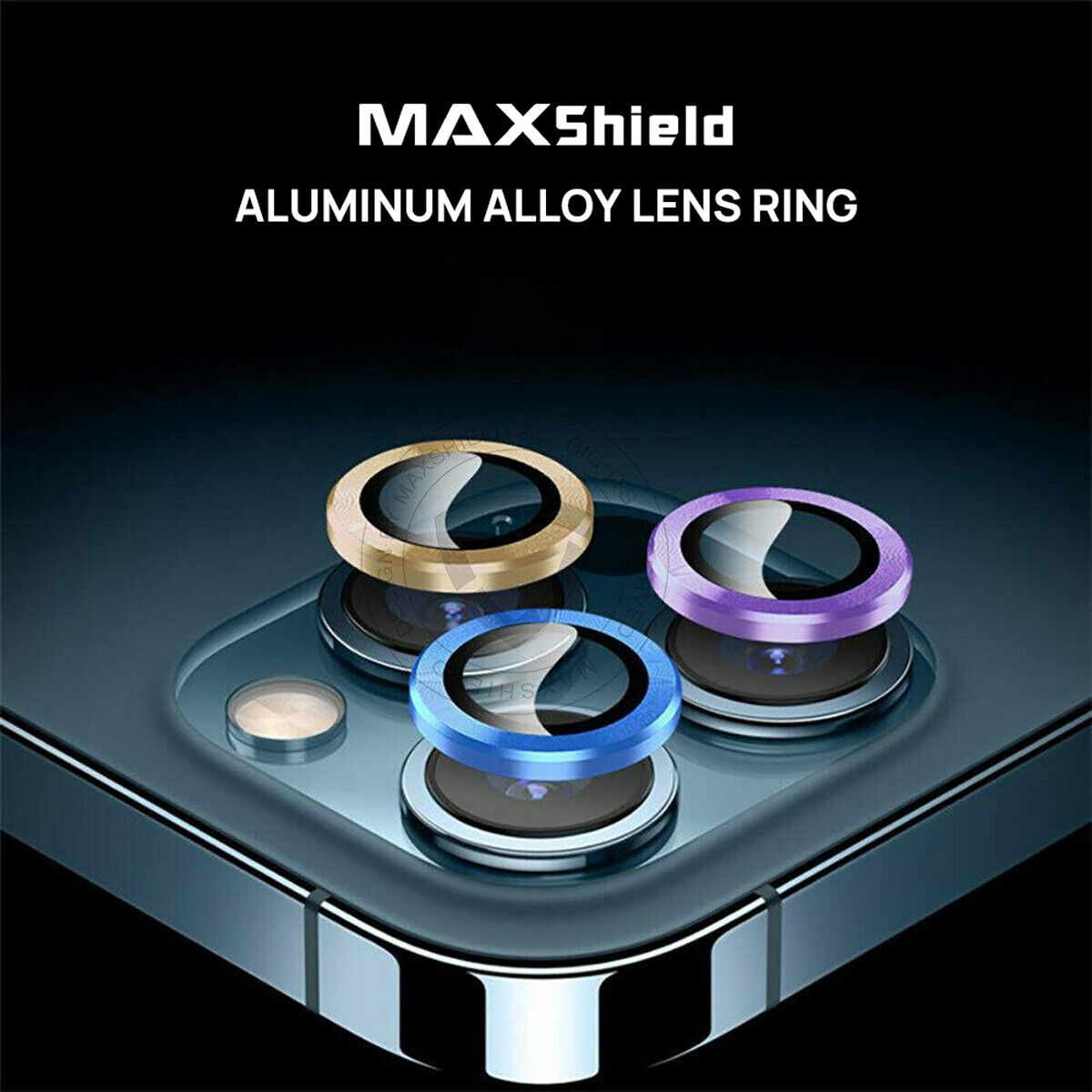 For iPhone 12 Pro Max Glass Camera Lens Metal Ring Protector