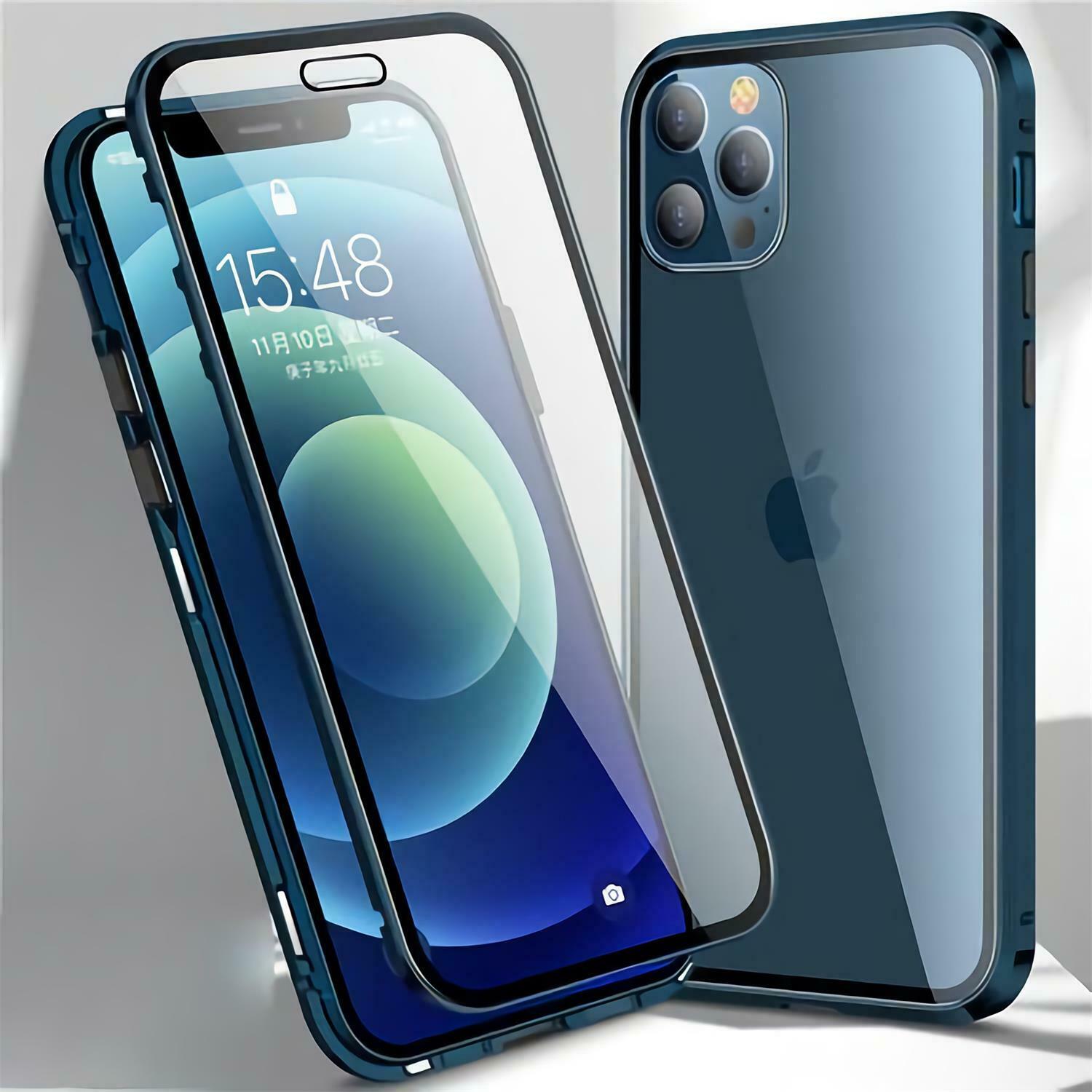 For iPhone 13 Pro Max Case Anti-Spy Magnetic Full Body 360 Tempered Glass Cover