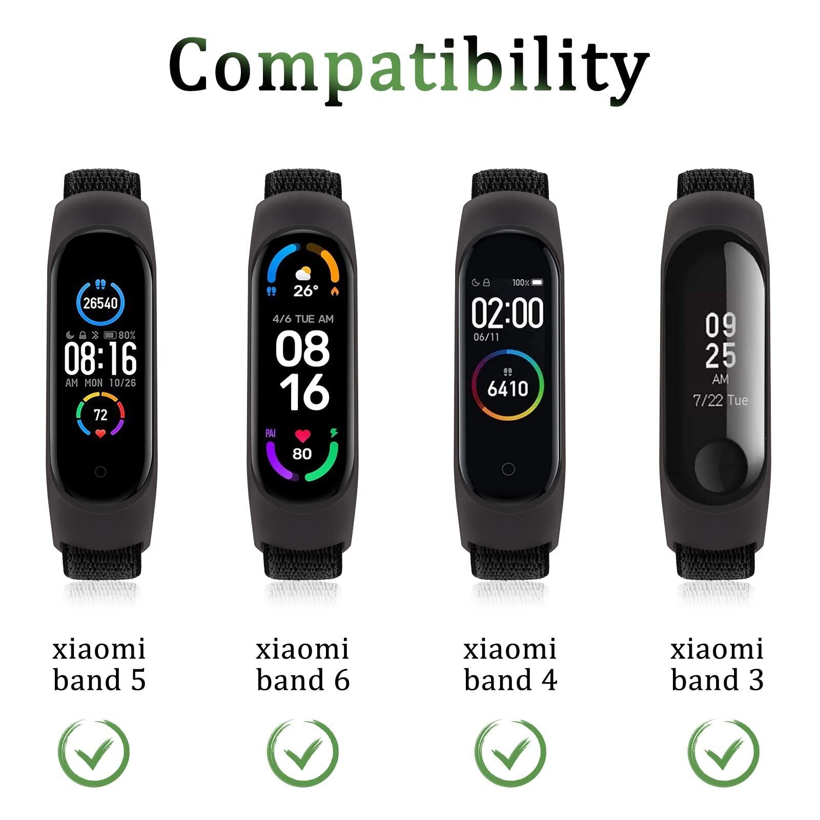 For Xiaomi Mi Band 6/5/7/4 Band Strap Replacement Nylon Loop Wrist Watchband