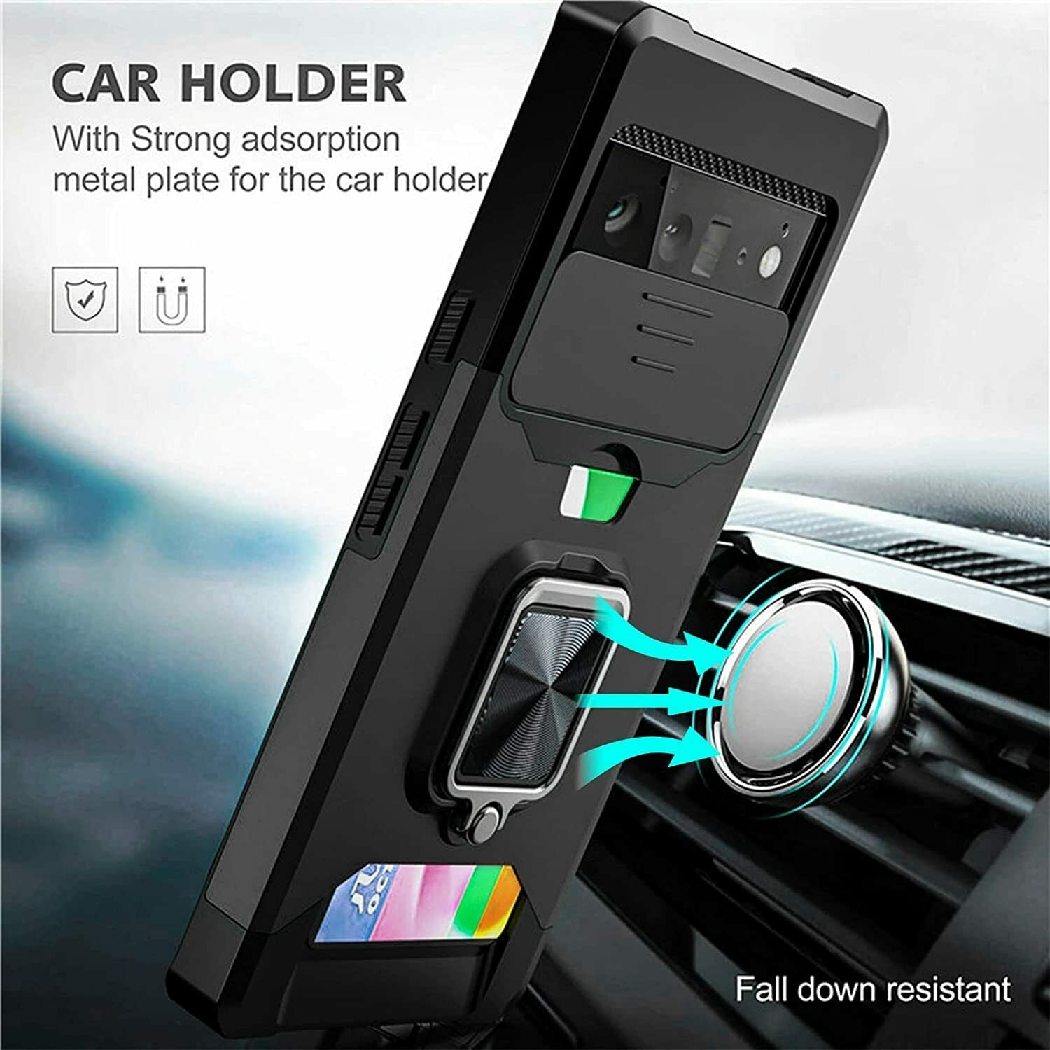 4in1 For Google Pixel 6A Case Shockproof Heavy Duty Wallet Cover Kickstand