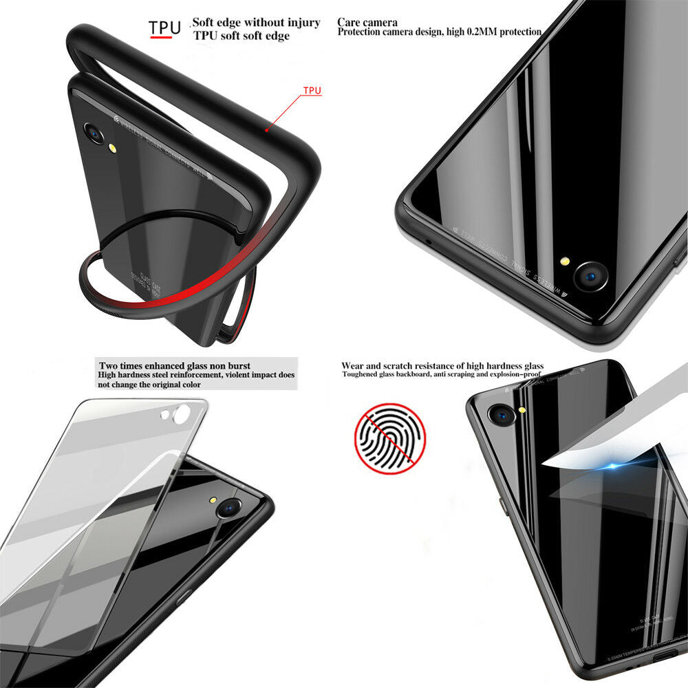 For OPPO AX5 Slim Case Cover Back Tempered Glass-Black/Red/Pink/White
