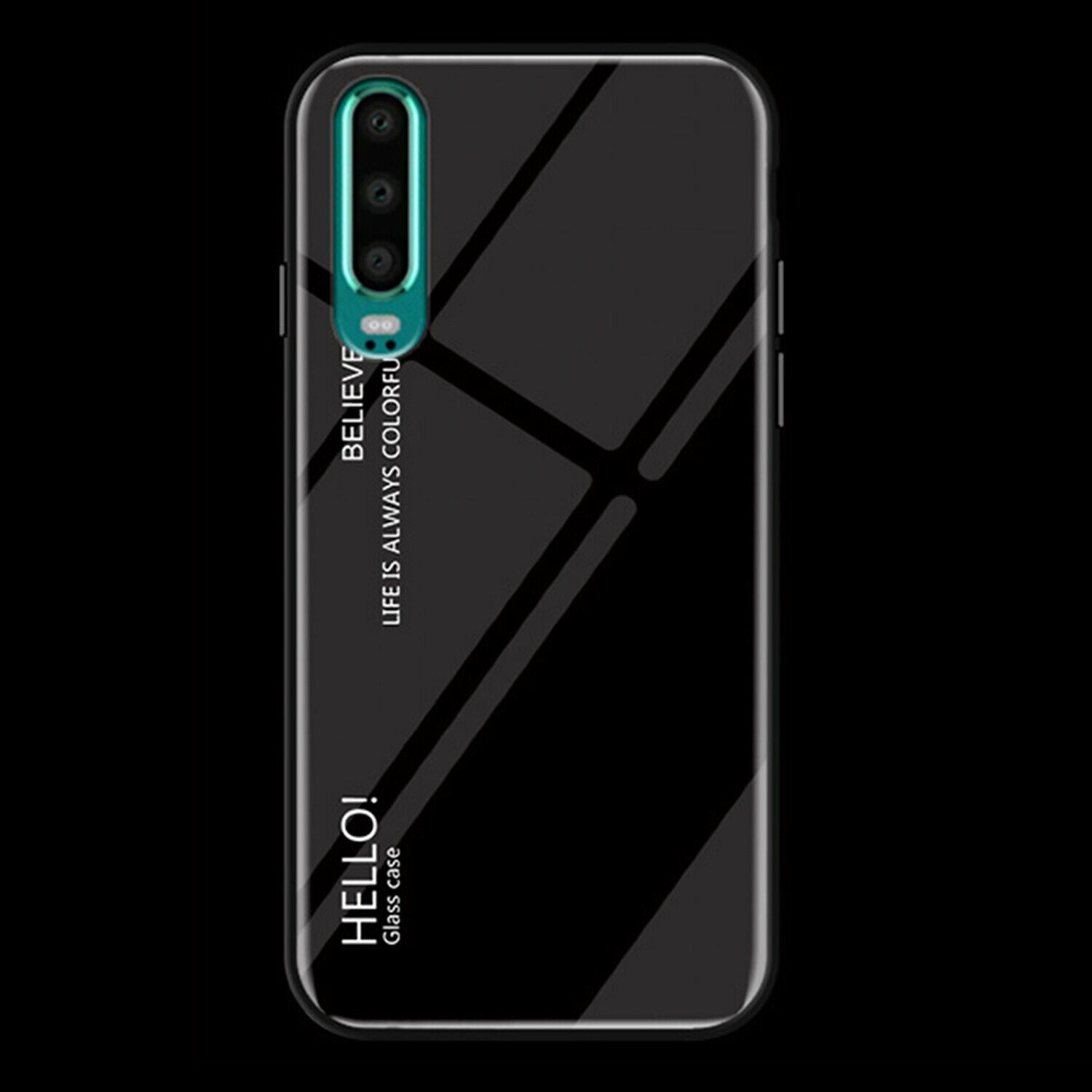 For Huawei Nova 3e Case Shockproof Tempered Glass Bumper Slim Cover-Black