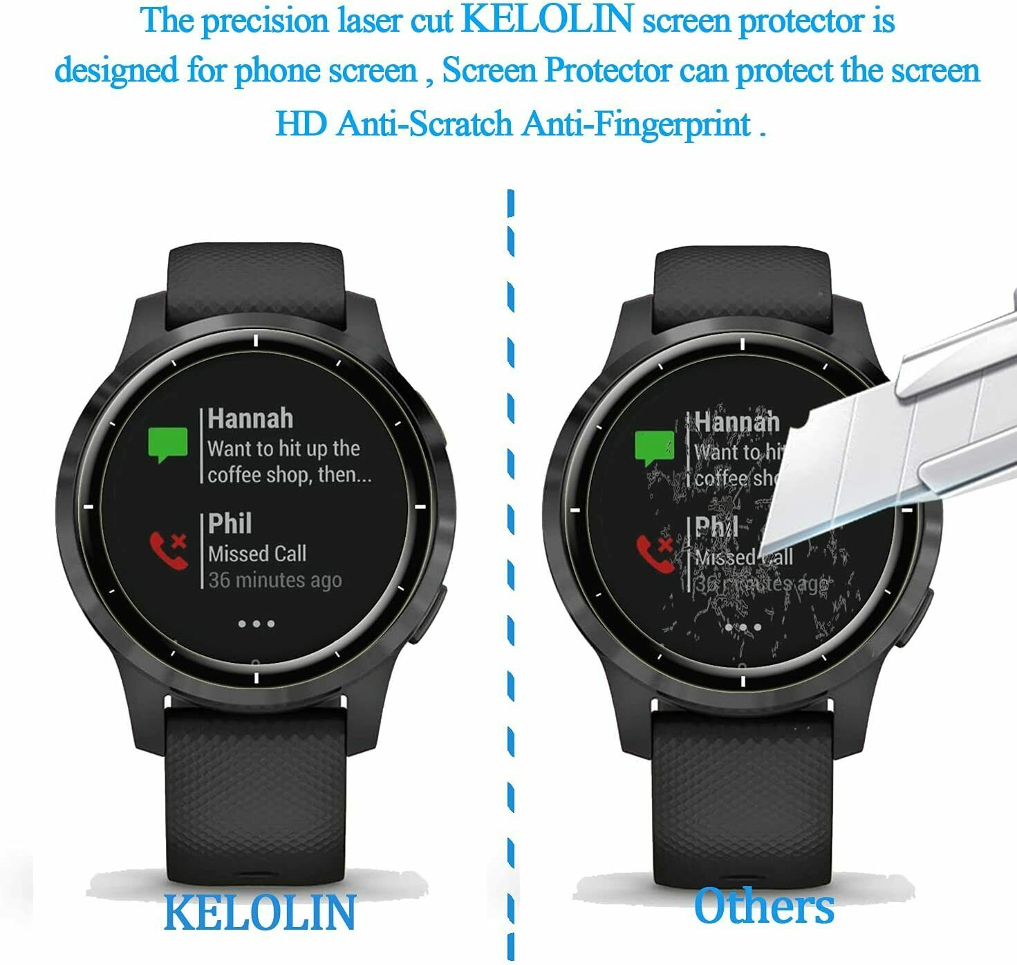 2X For Garmin Vivoactive 4/4S Watch Full Cover Tempered Glass Screen Protector