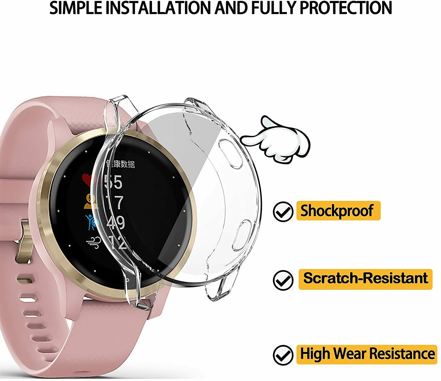 For Garmin Venu 2 2S Vivoactive 4 4S TPU Full Case Cover Screen Protector Cable