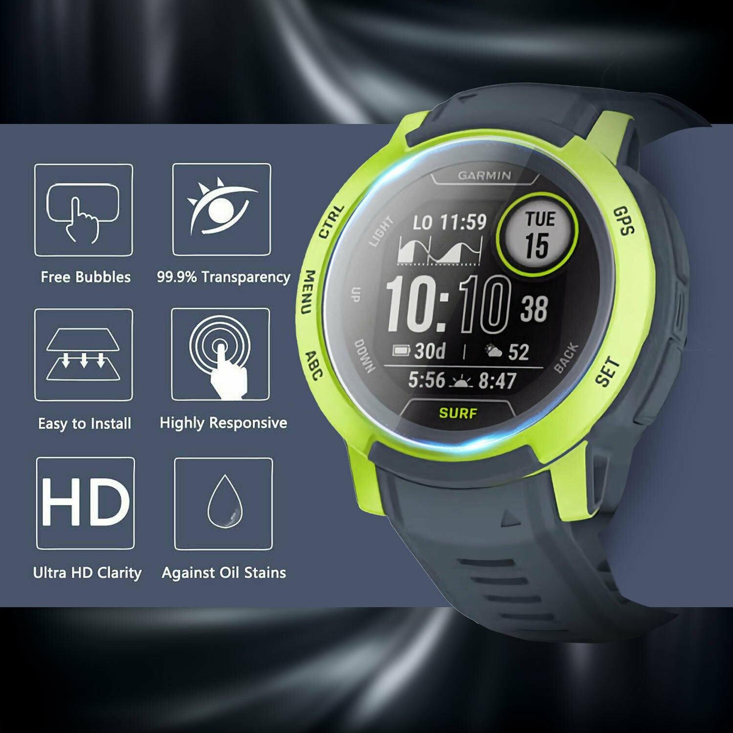 3x For Garmin Instinct 2 2S Solar Full Tempered Glass Screen Protector Watch Film