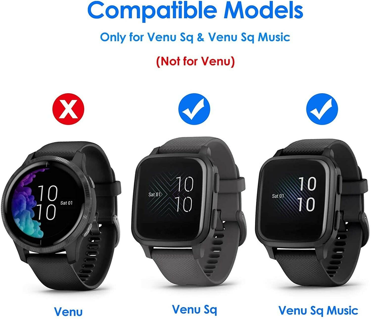 For Garmin Venu SQ Music Shockproof Clear TPU Case Full Cover Screen Protector