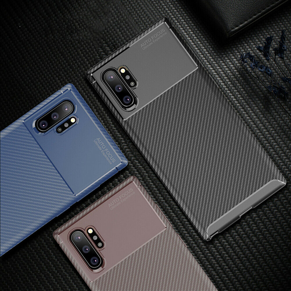 For Samsung Galaxy Note 10 Plus 5G Carbon Fiber Rubber Case TPU Slim Matte Cover