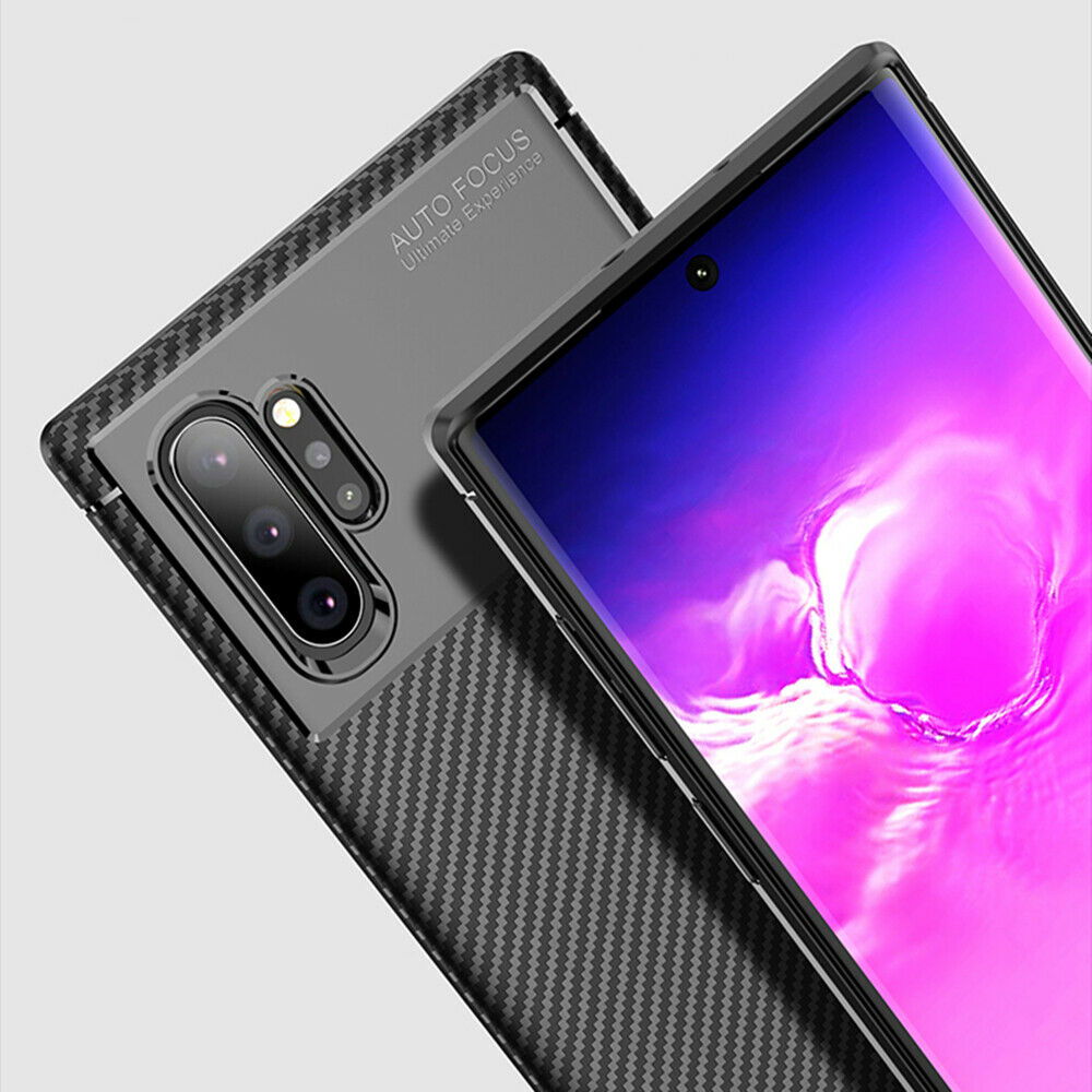 For Samsung Galaxy Note 10 Plus Carbon Fiber Rubber Case TPU Slim Matte Cover