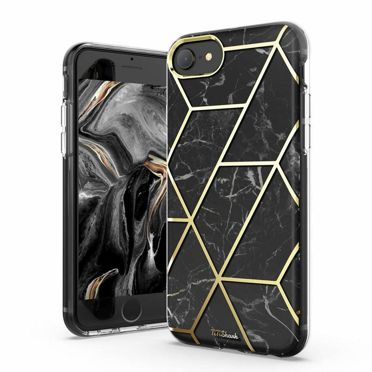TiTiShark For iPhone 6/6s/7/8 Case Clear Marble Fashion Shockproof Cover
