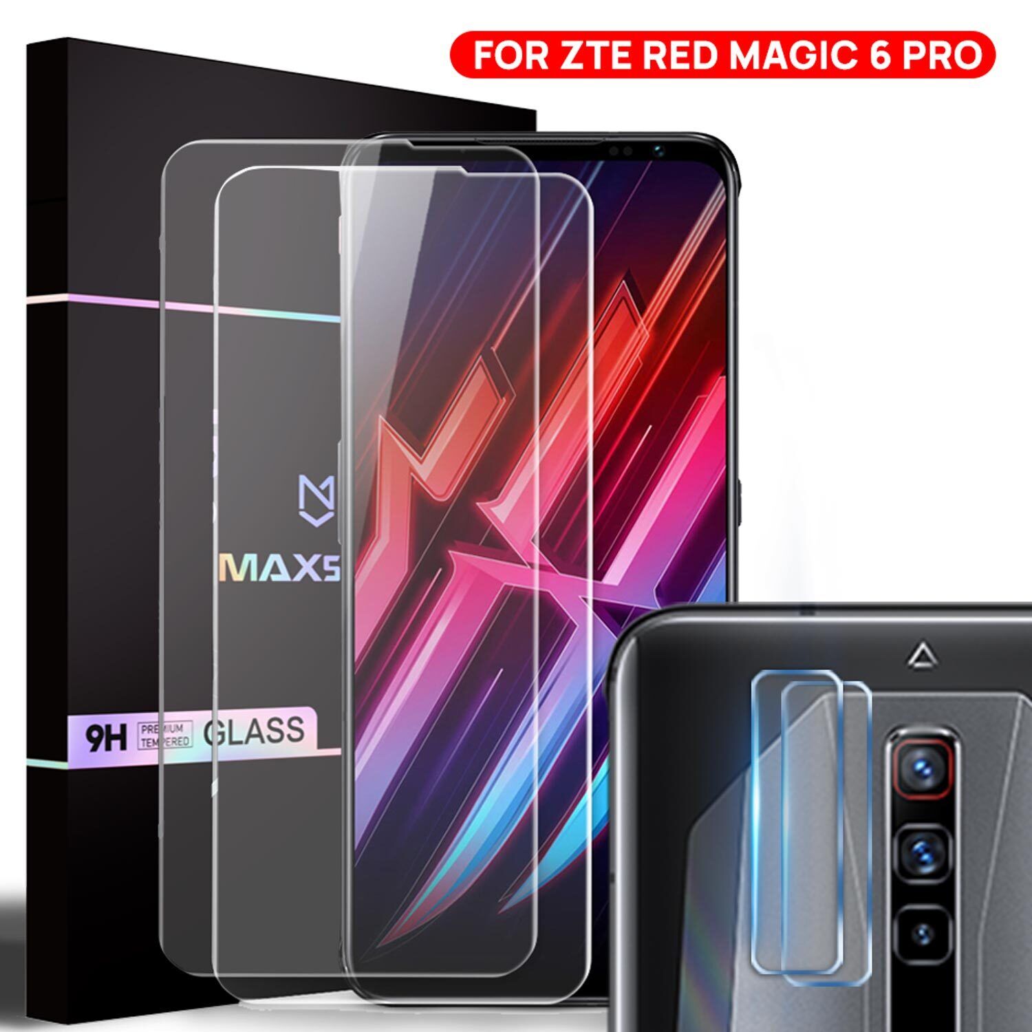 For ZTE Red Magic 6 Pro 5G Full Cover Tempered Glass Lens Camera Screen Protector