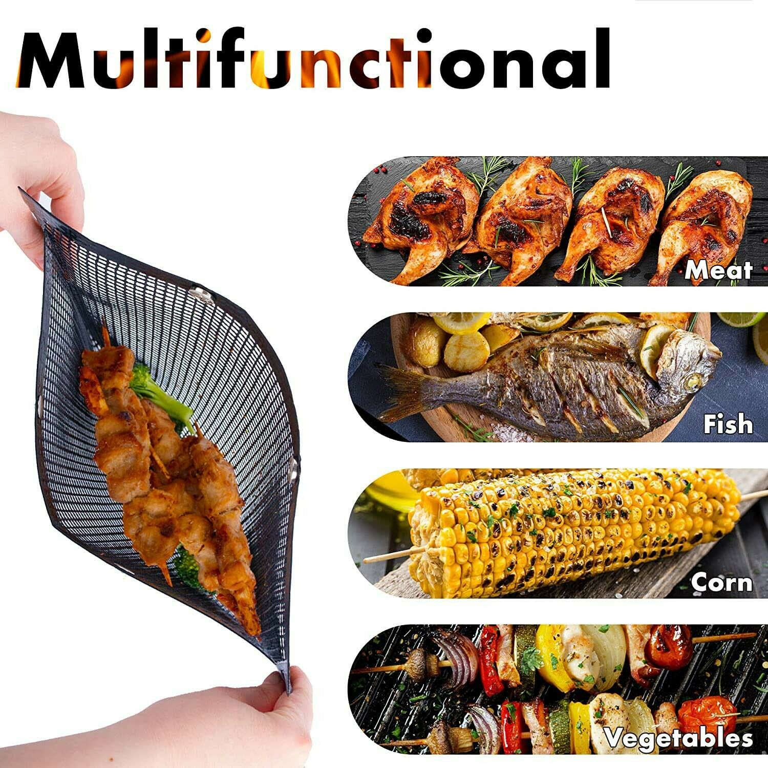 Non-stick BBQ Grilling Mesh Bag Outdoor Camping Barbecue Grill Mats Cooking Pads