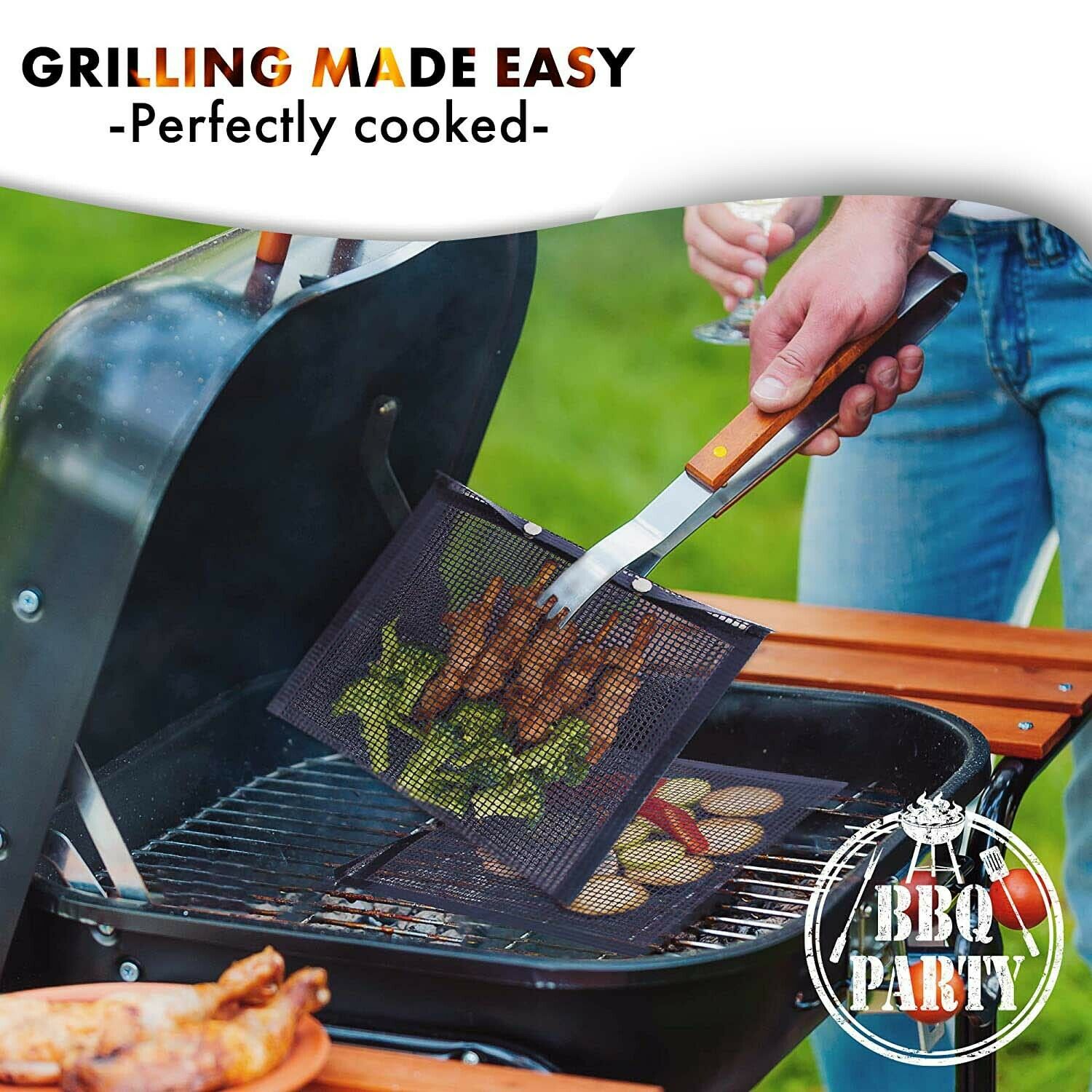 Non-stick BBQ Grilling Mesh Bag Outdoor Camping Barbecue Grill Mats Cooking Pads