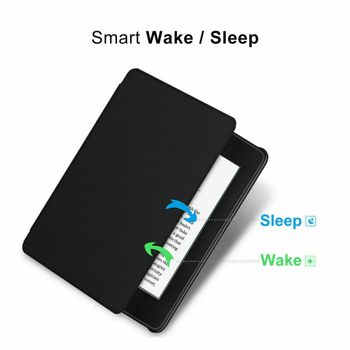 Amazon KINDLE Paperwhite 4 2018 10th Flip Leather Folio Case Cover Slim Magnetic-Black