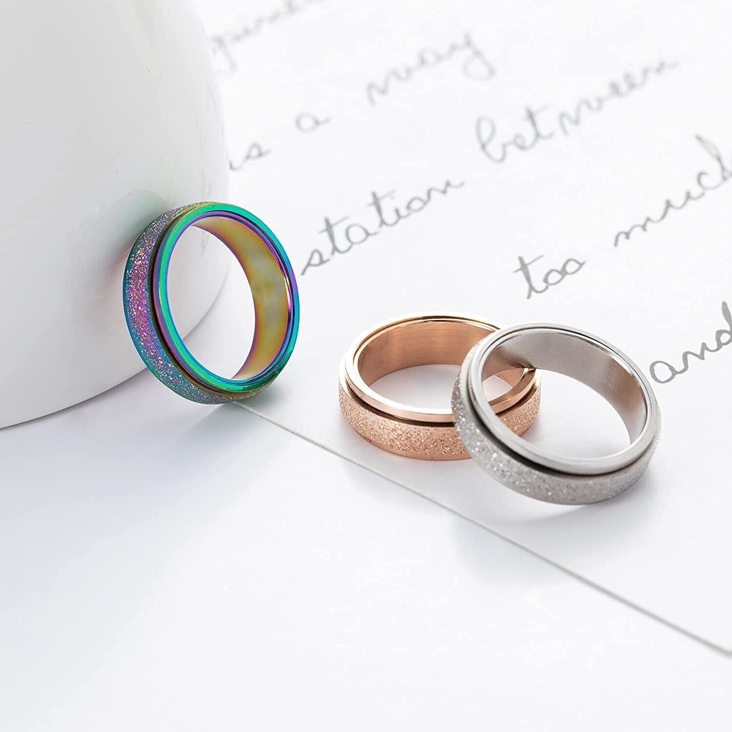 Anxiety Spinner Rings Rotating Stress Fidget Band Men or Women Unisex S/Steel AU