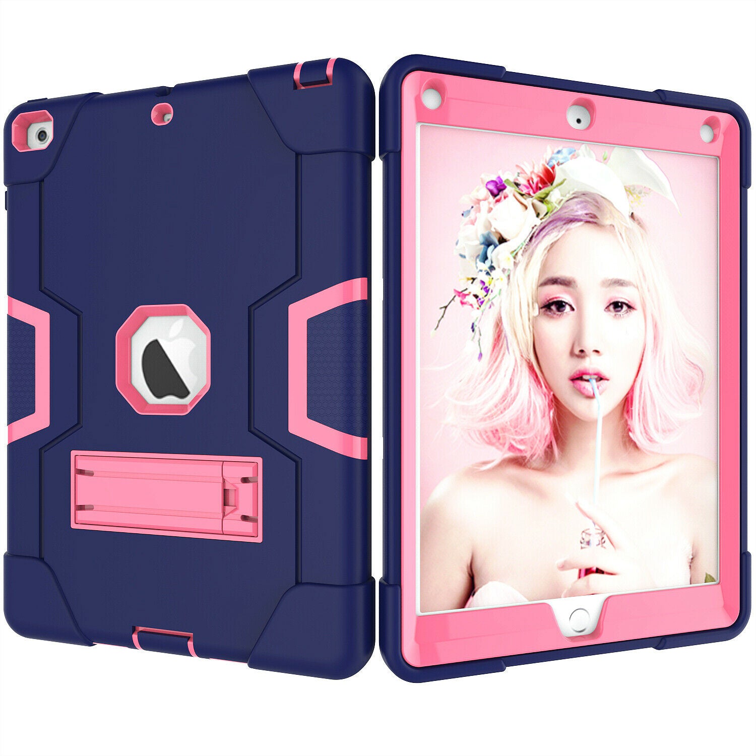 For iPad 7th Gen 10.2 2019 Case Shockproof Hybrid Rubber Tough Armor Stand Cover