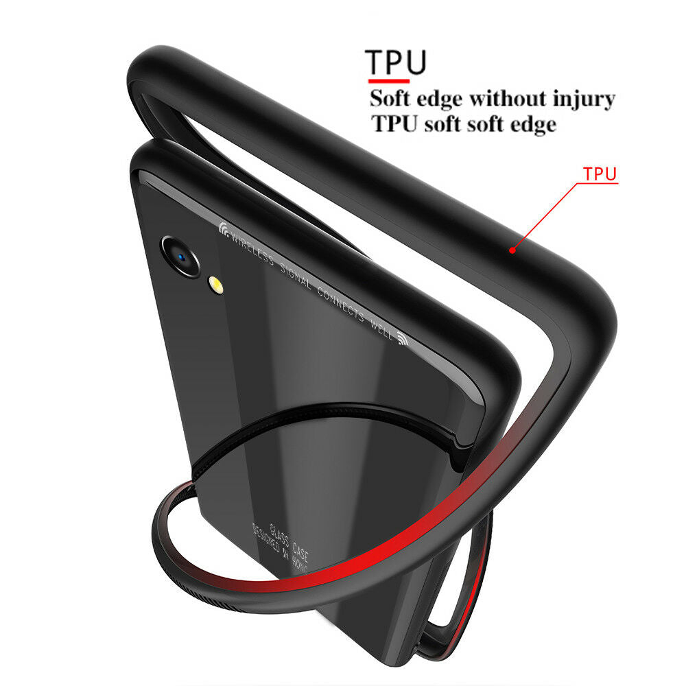 For OPPO AX5 Slim Case Cover Back Tempered Glass-Black/Red/Pink/White