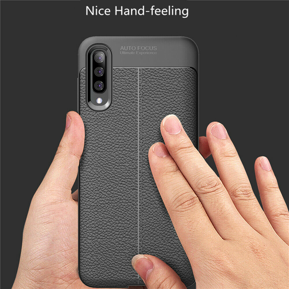 For Samsung A30 Luxury Ultra Slim Leather Rubber Shockproof Case Cover