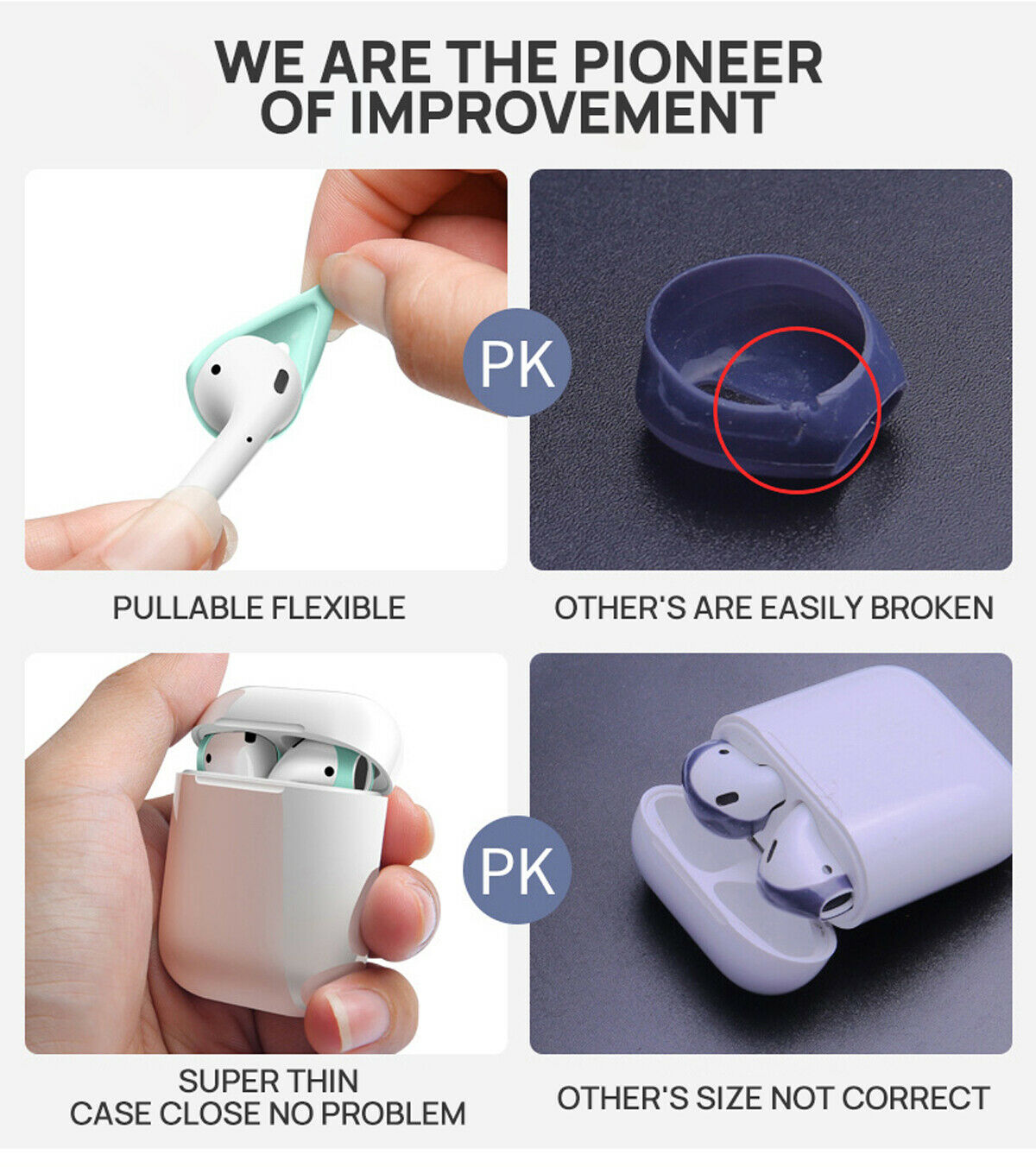 1 Pair For Apple Airpods Case Earpod Cover Ear Hook Earbuds Ear Tips silicone