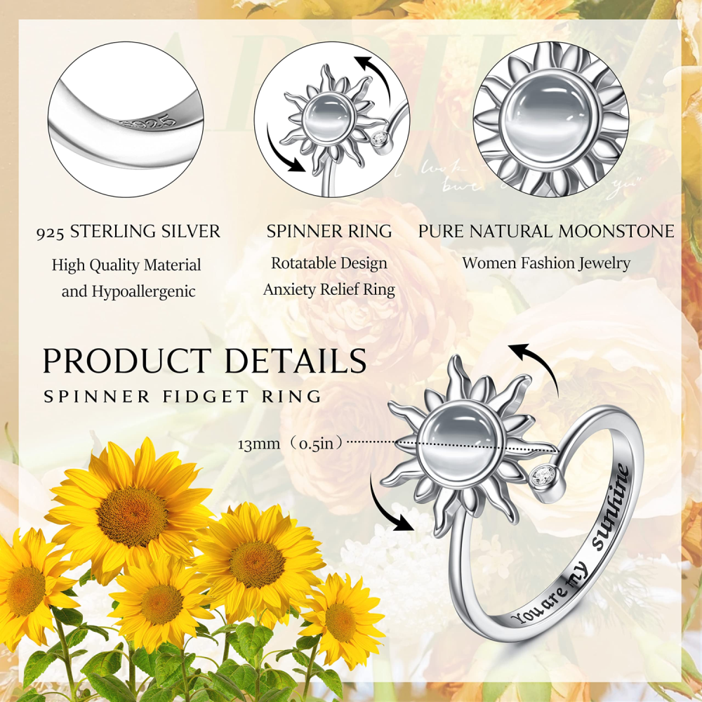 Anxiety Worry Fidget Spinner Ring Meditation Spinner Ring Adjustable Opening AU