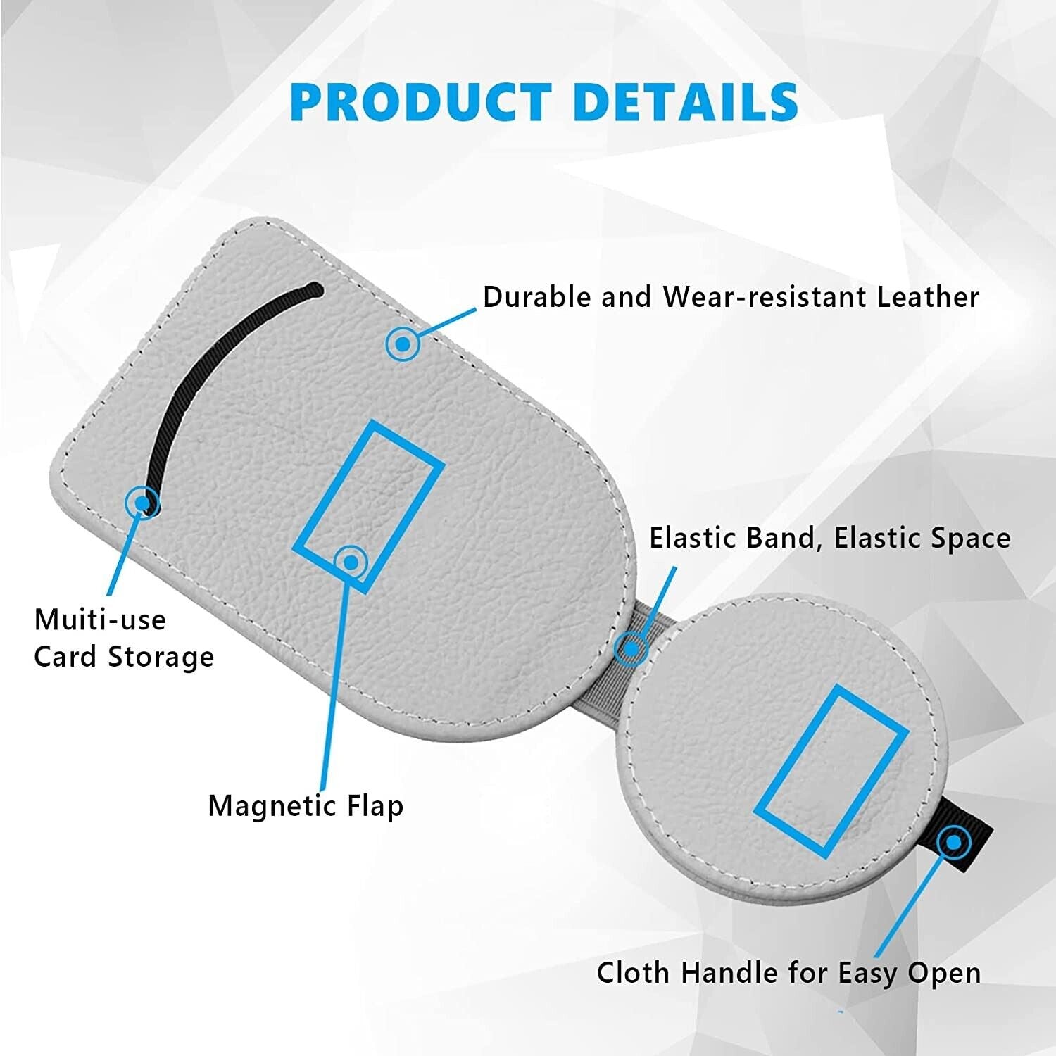 PU Leather Car Sunglasses Holder Eye Glasses Ticket Card Clip Holder Organizer