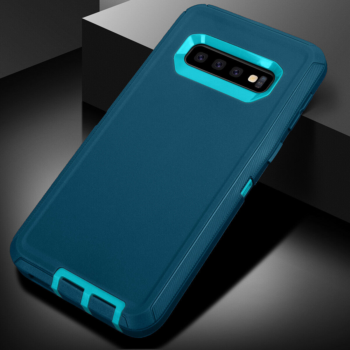 Samsung Galaxy S10E Case Shockproof Hybrid Rubber Armor Rugged Cover-Dark Blue/Light Blue