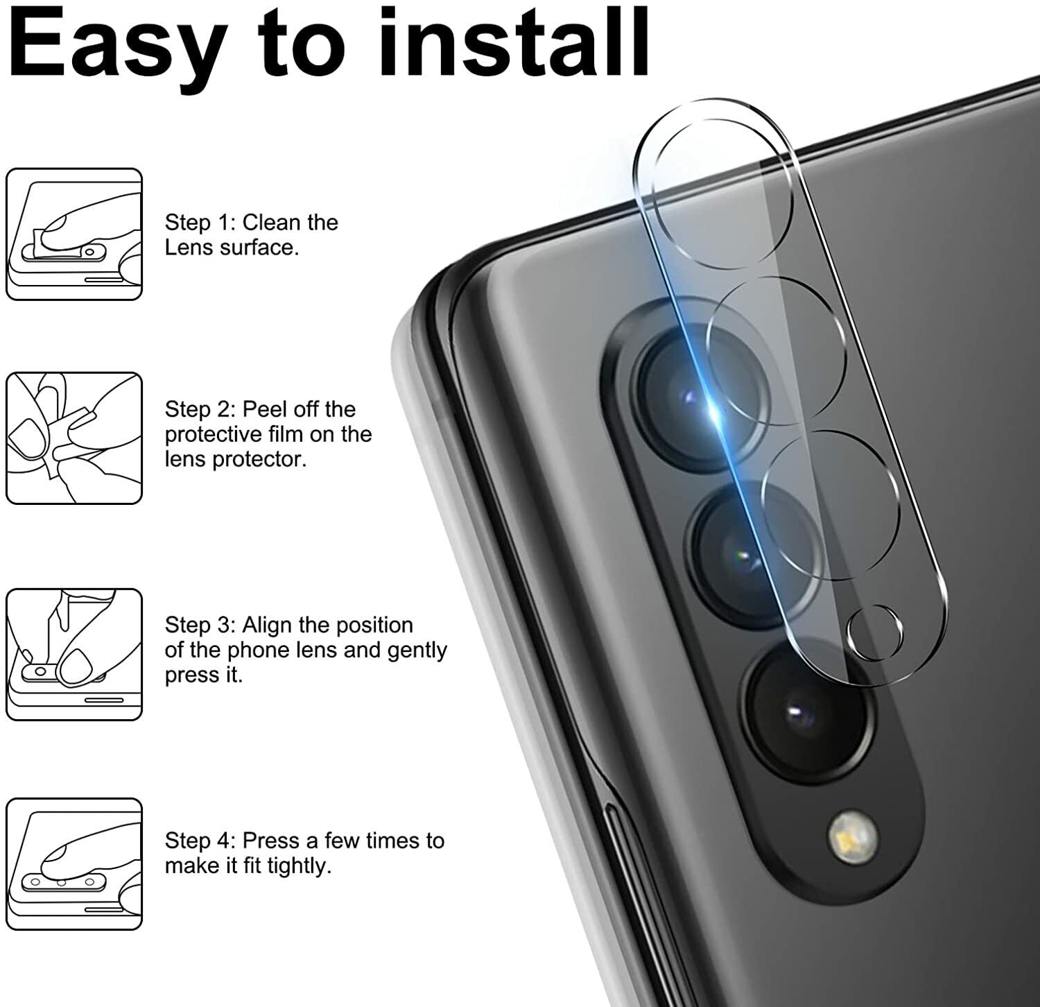 [2 Pack] Camera Lens Tempered Glass Screen Protector For Galaxy Z Flip 4 Fold 4 5G