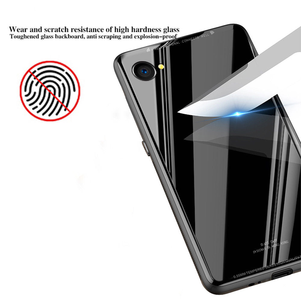 For OPPO AX5 Slim Case Cover Back Tempered Glass-Black/Red/Pink/White