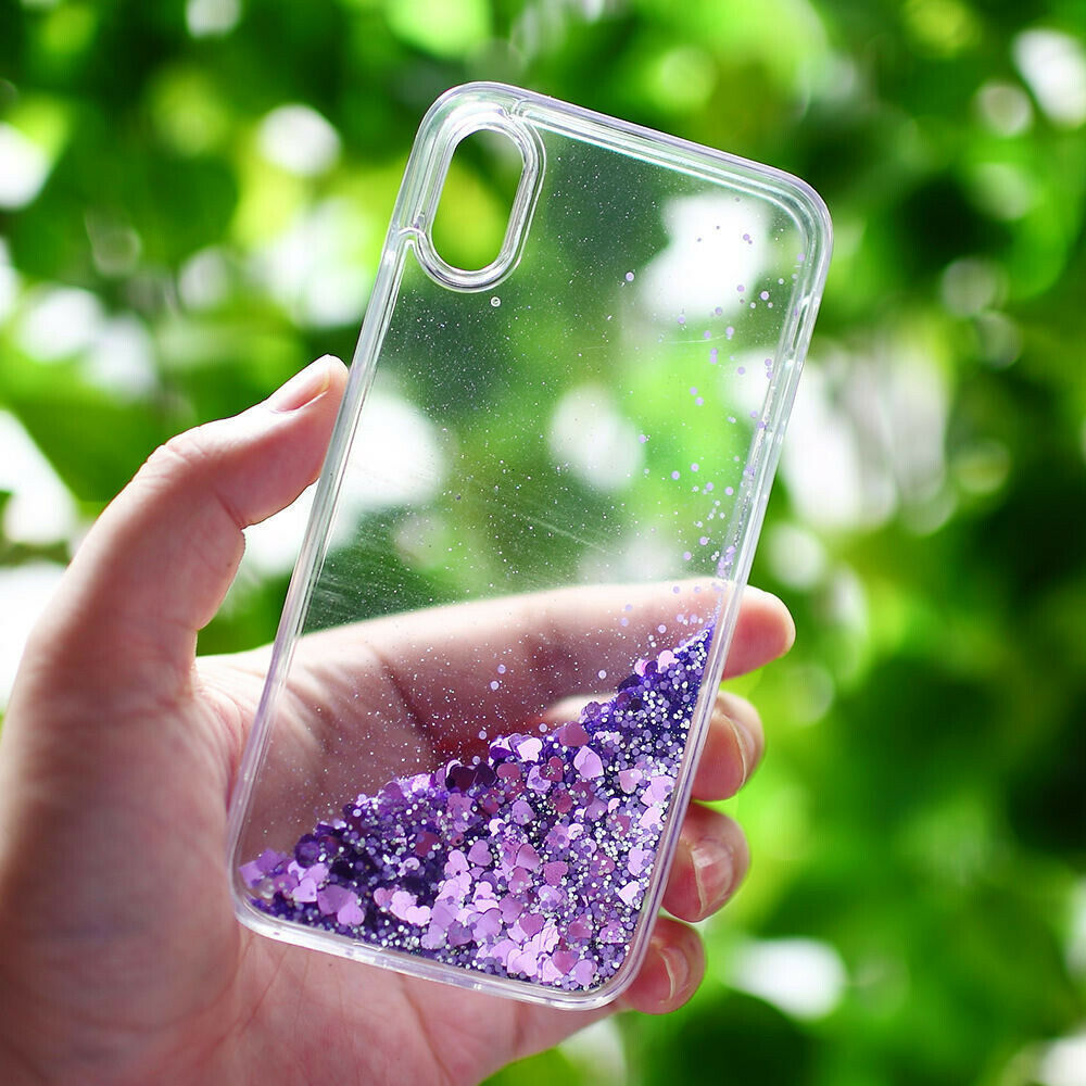 Bling Dynamic Glitter Moving Quicksand Liquid Case Cover For iPhone XR