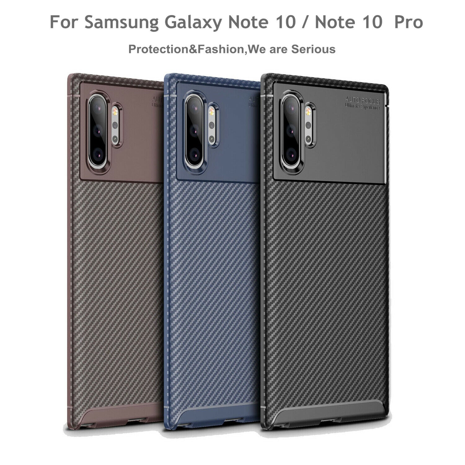 For Samsung Galaxy Note 10 Carbon Fiber Rubber Case TPU Slim Matte Cover