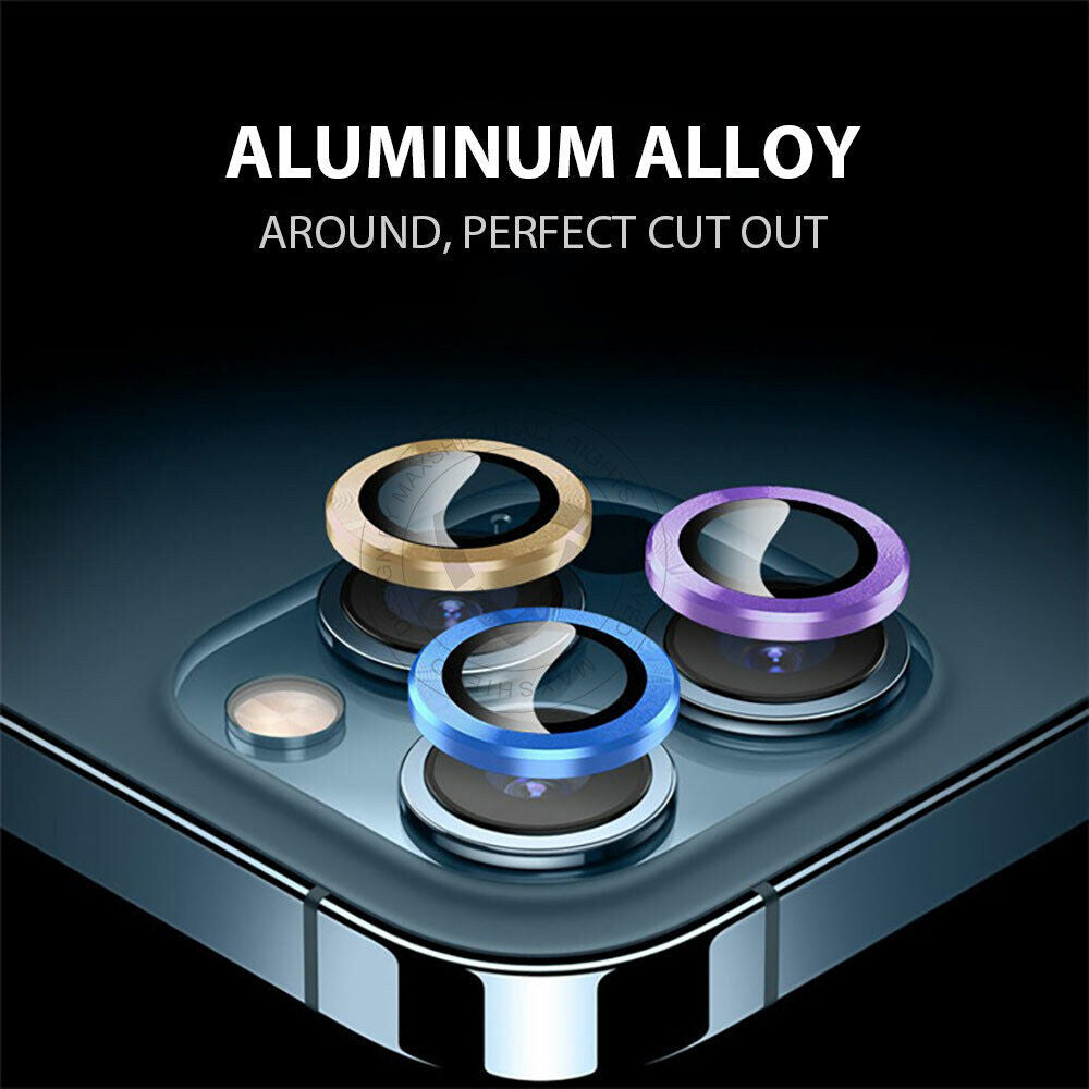 For iPhone 12 Pro Max Glass Camera Lens Metal Ring Protector