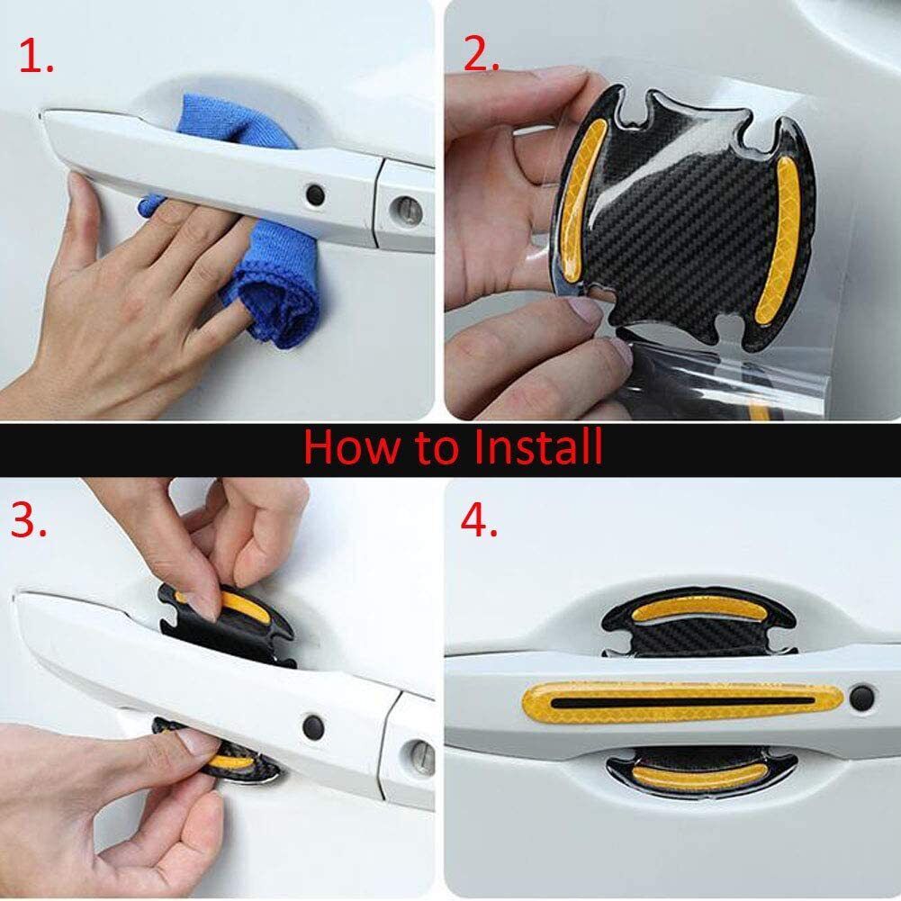 8PS Car Door Handle Sticker Rearview Mirror Scratch Protector Film Strips Cover