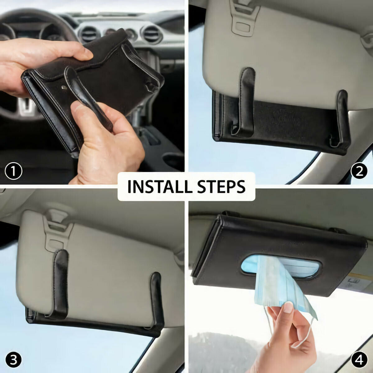 Car Mask Box Sun Visor Napkin Holder Backseat Tissue Purse Case Hanging Cover