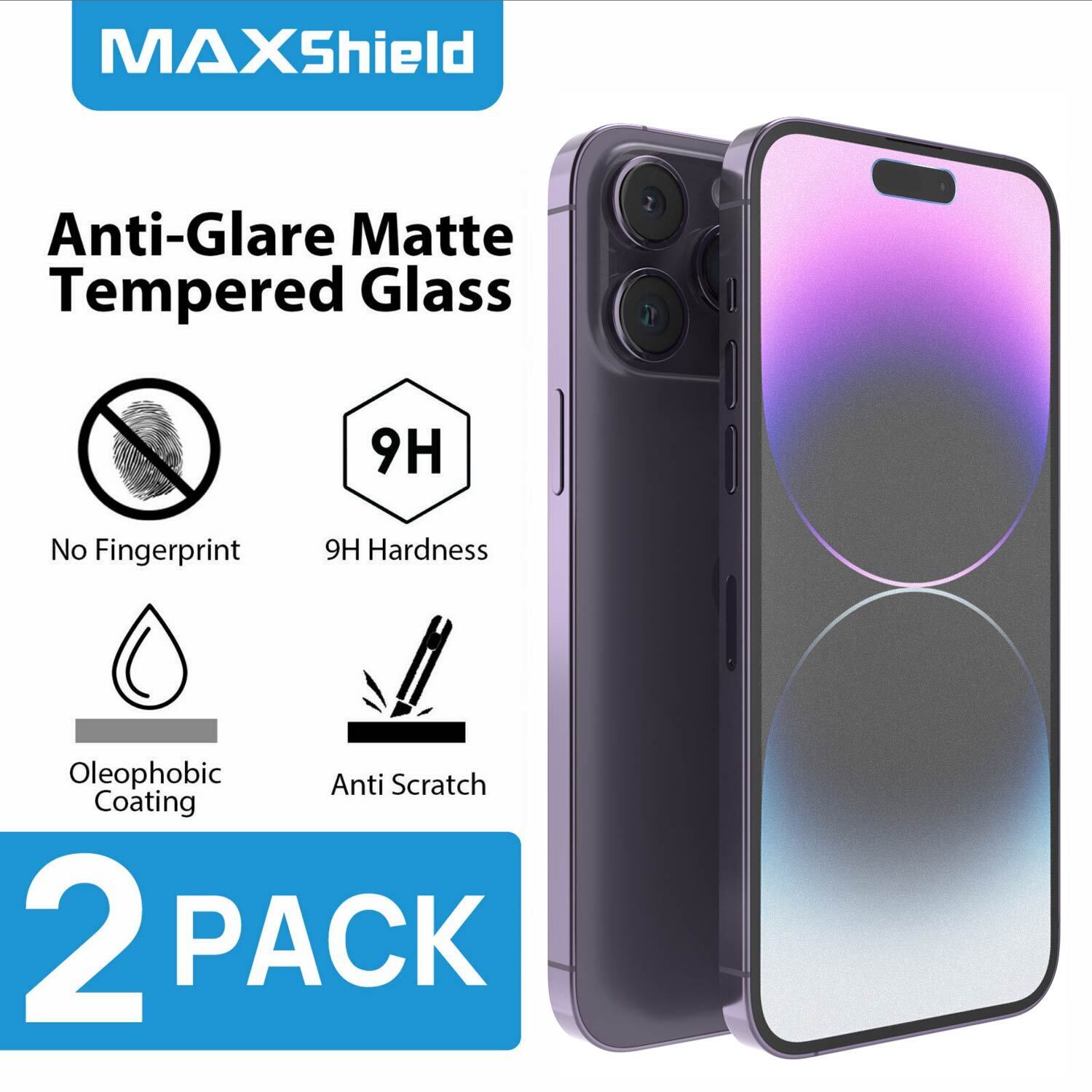 [2 Packs] iPhone 14 Series Anti-Glare Matte Temperd Glass Screen Protector