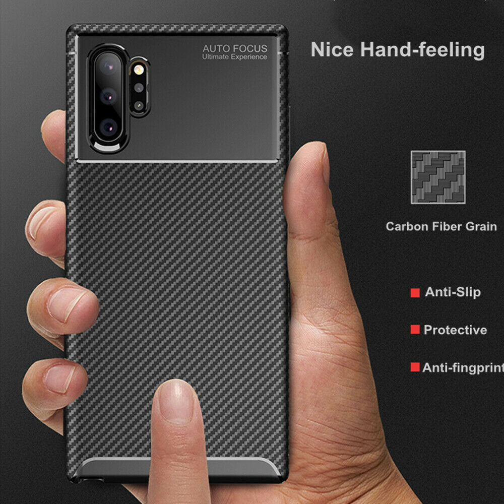 For Samsung Galaxy Note 10 Plus 5G Carbon Fiber Rubber Case TPU Slim Matte Cover