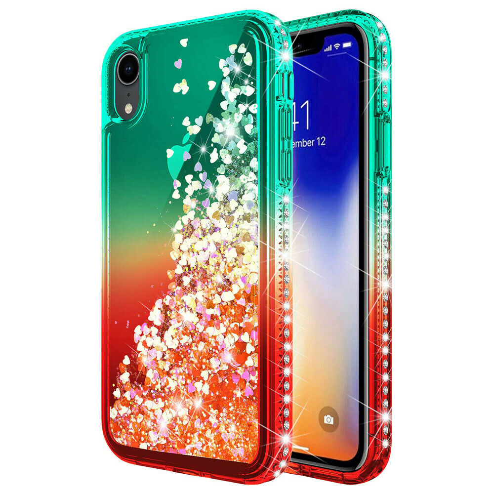 Bling Dynamic Glitter Moving Quicksand Liquid Case Cover For iPhone Xs