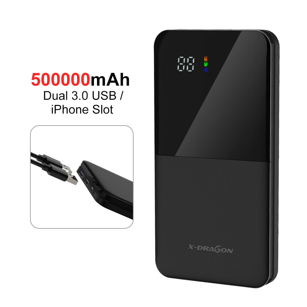 500000mAh LCD Portable External Battery Charger USB Power Bank Backup For Phone