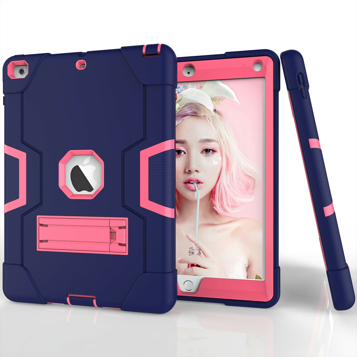 For iPad 7th Gen 10.2 2019 Case Shockproof Hybrid Rubber Tough Armor Stand Cover