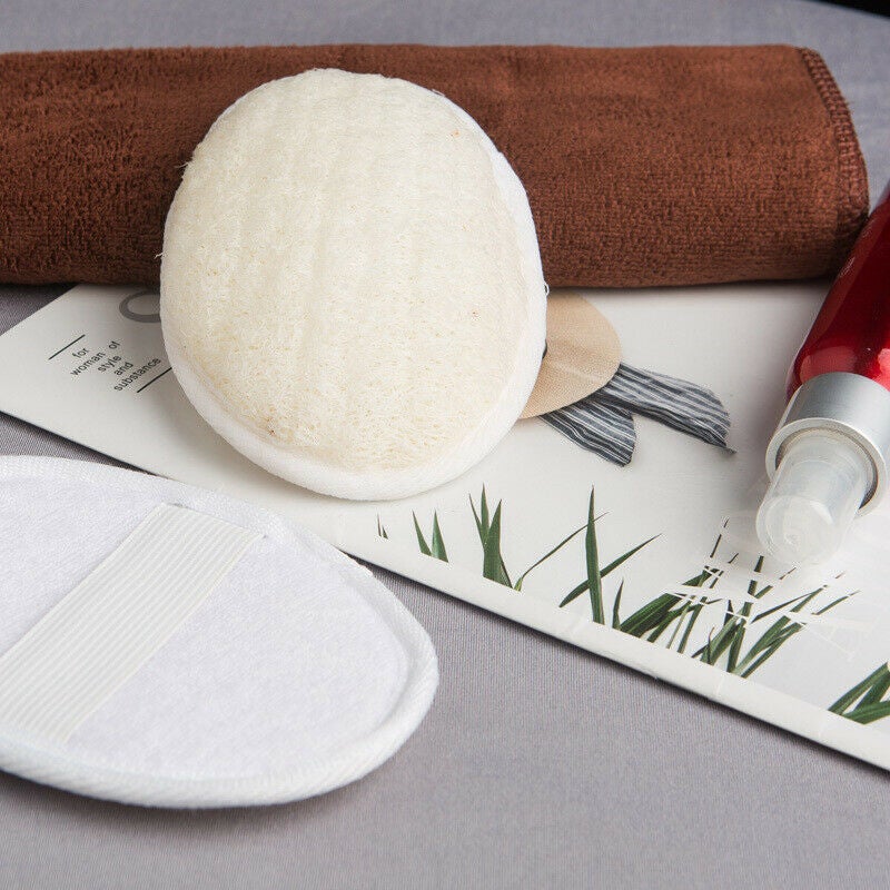 2/4PS Natural Loofah Luffa Loofa Facial Body Pad Sponge Cleanser Scrubber Brush