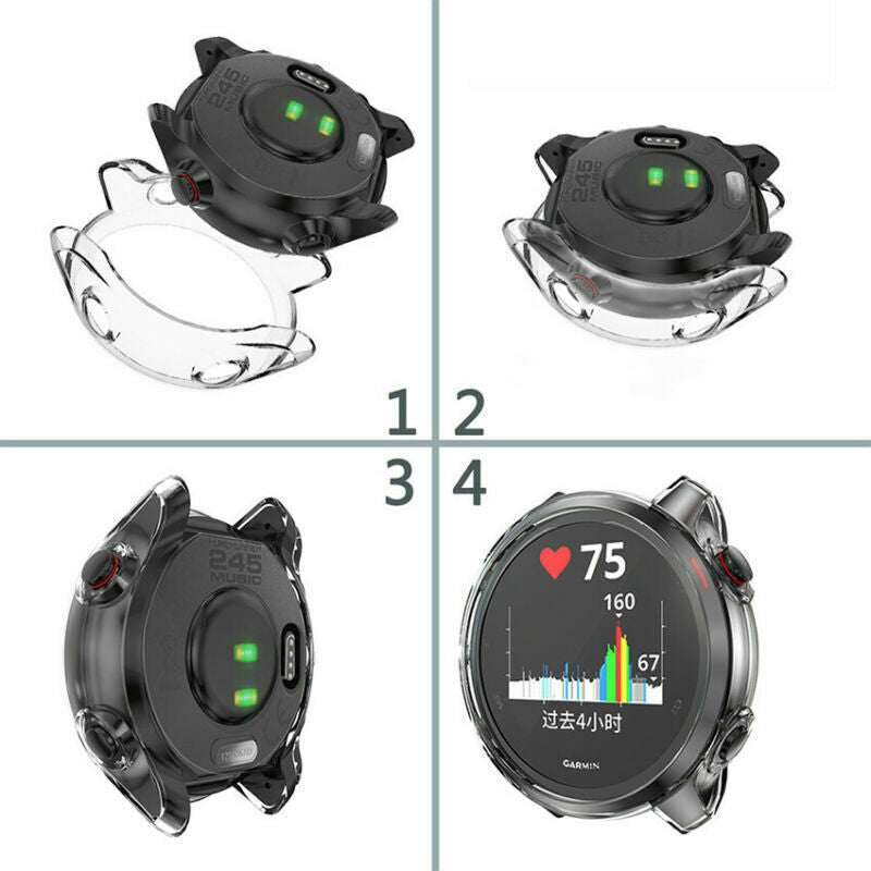For Garmin Forerunner 245 Music 945 735XT Shockproof Clear Case Cover iCase Casefactory