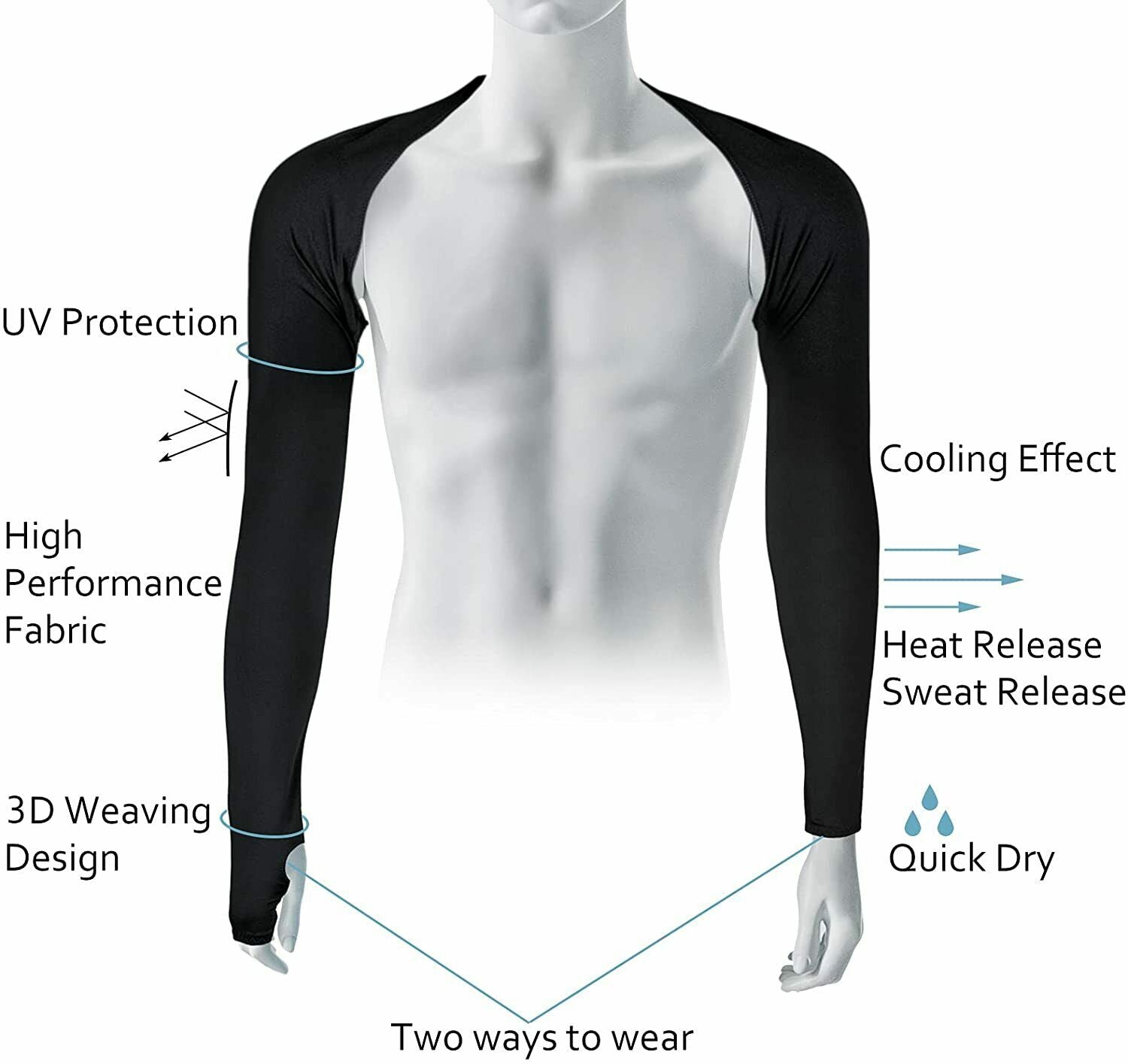 UV Sun Protection Arm Cooling Shawl Sleeves with Finger Hole for Women Outdoor