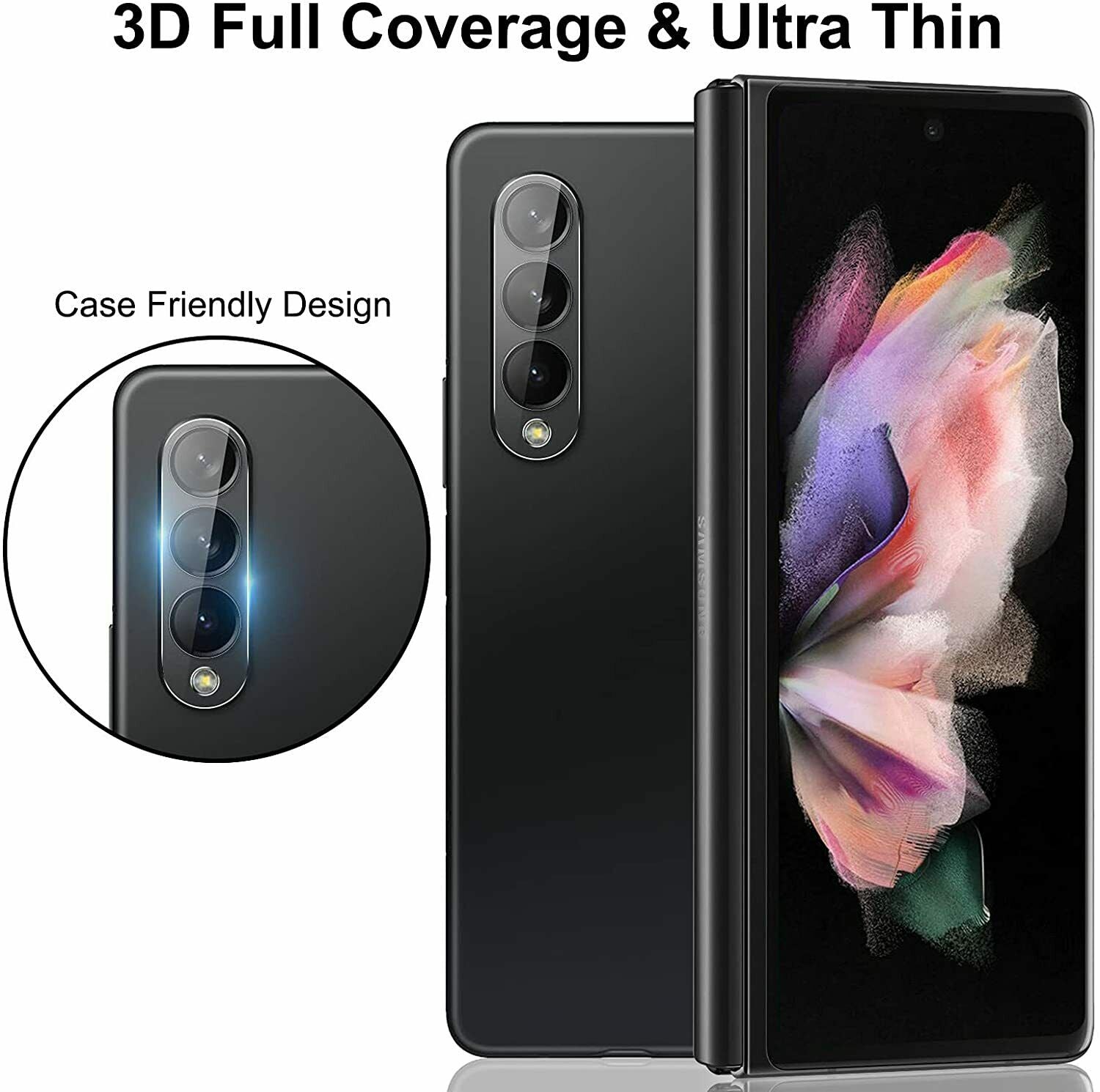 [2 Pack] Camera Lens Tempered Glass Screen Protector For Galaxy Z Flip 4 Fold 4 5G