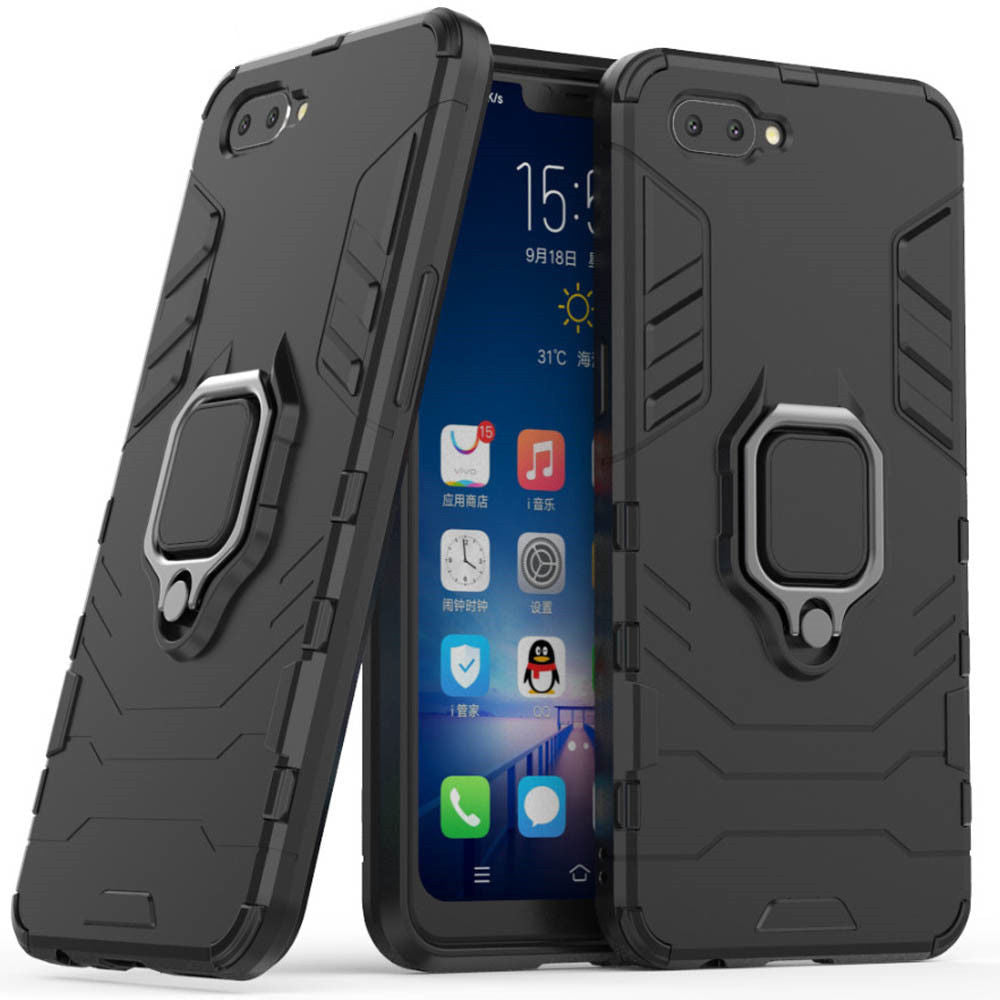 OPPO AX5 Ring Holder Magnetic Heavy Duty Case Cover-Black