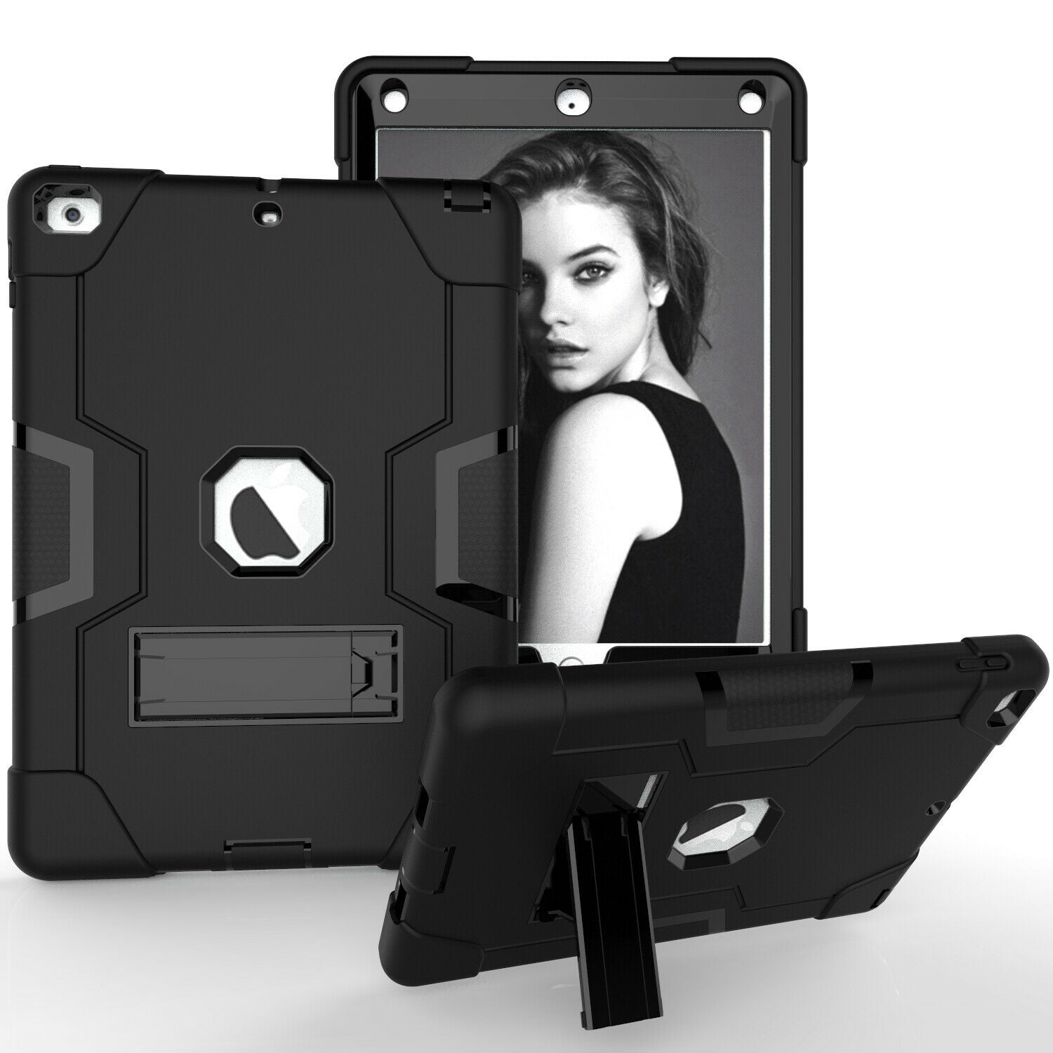 For iPad 7th Gen 10.2 2019 Case Shockproof Hybrid Rubber Tough Armor Stand Cover