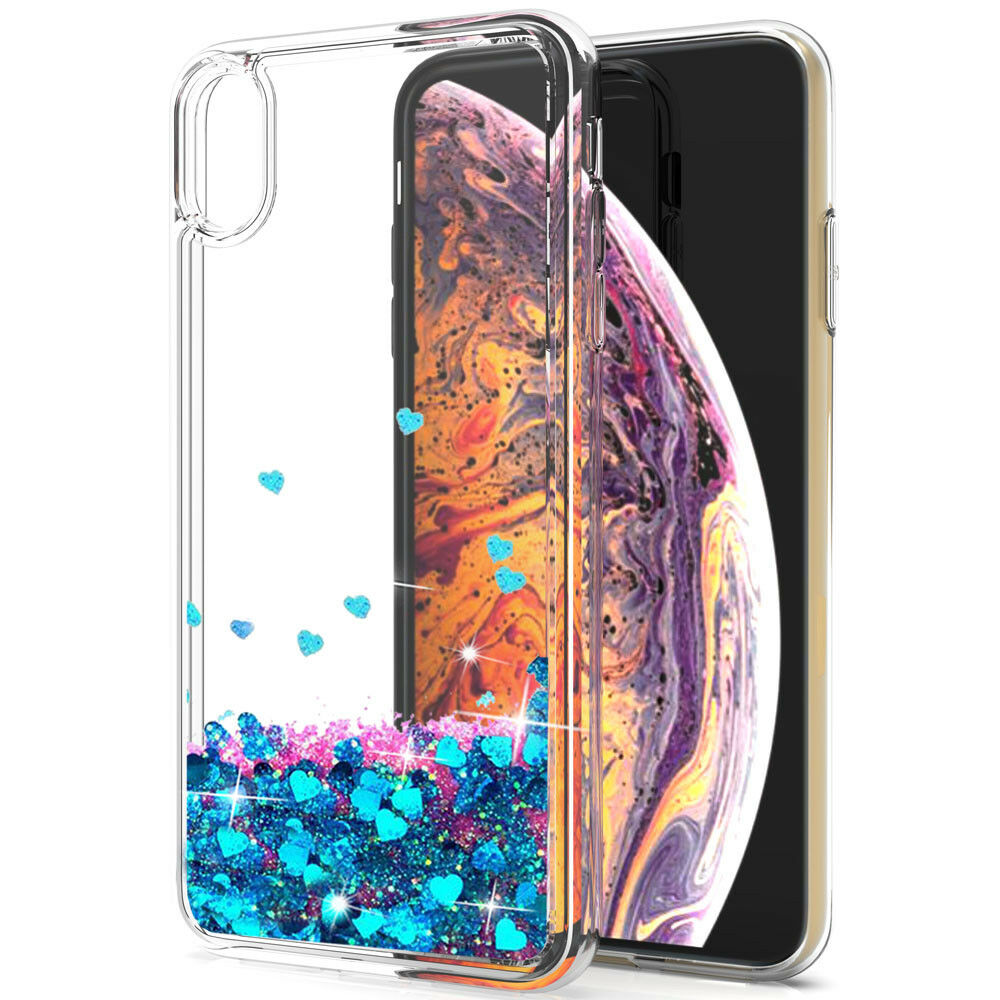 Bling Dynamic Glitter Moving Quicksand Liquid Case Cover For iPhone Xs