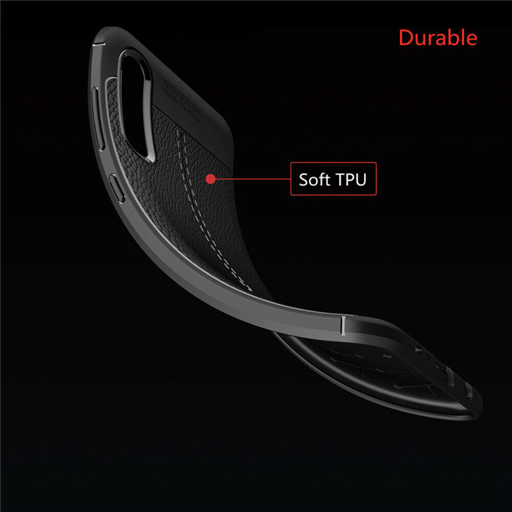 For Samsung A30 Luxury Ultra Slim Leather Rubber Shockproof Case Cover