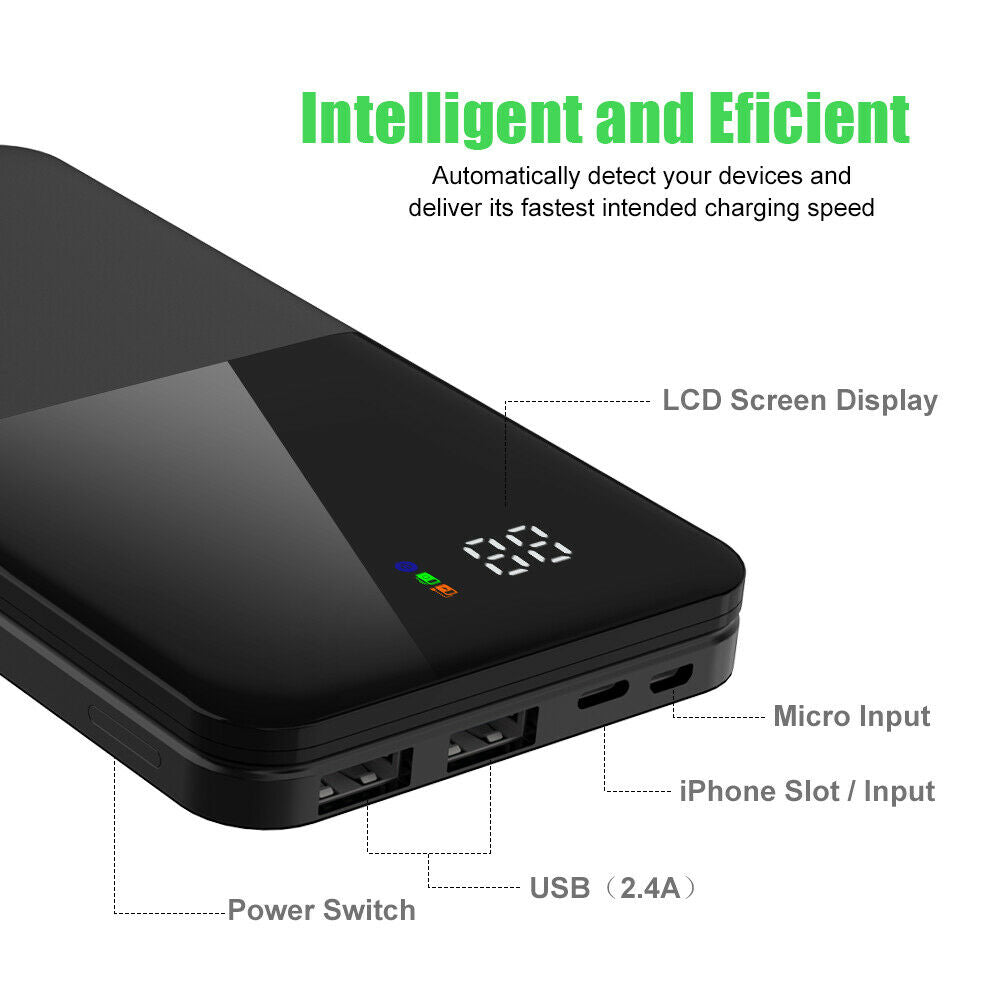 500000mAh LCD Portable External Battery Charger USB Power Bank Backup For Phone