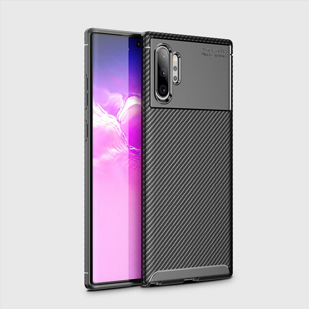 For Samsung Galaxy Note 10 Plus Carbon Fiber Rubber Case TPU Slim Matte Cover
