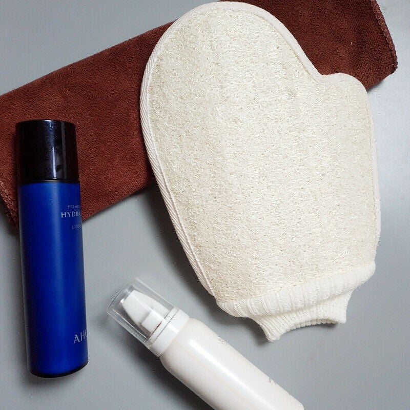 2/4PS Natural Loofah Luffa Loofa Facial Body Pad Sponge Cleanser Scrubber Brush