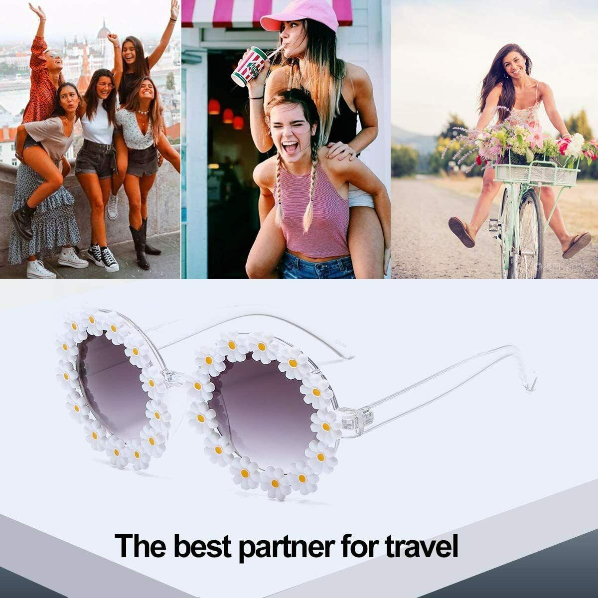 Fashion Women Vintage Cat Eye Sunglasses Retro Rapper Glasses Flower Goggles