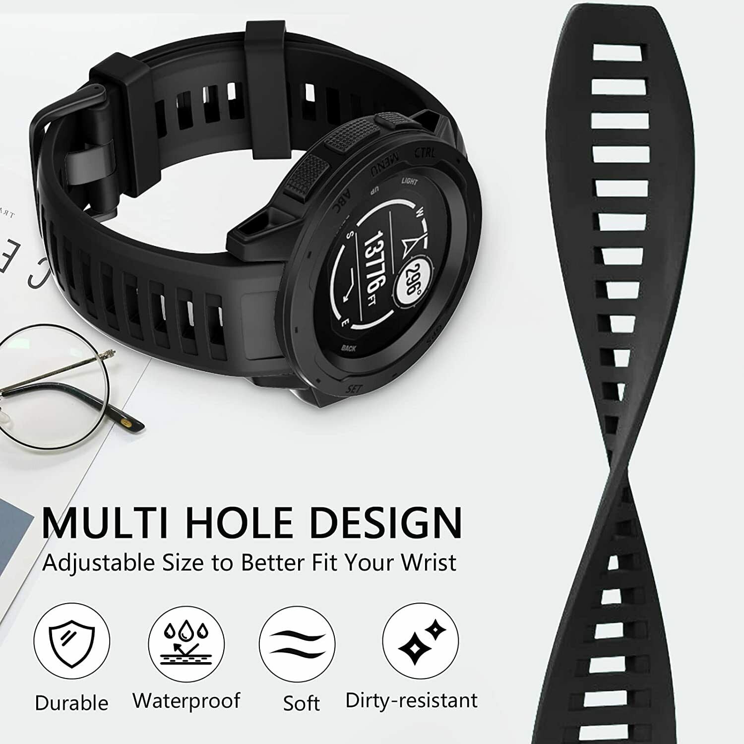For Garmin Instinct Sports Tactical Dual Power Silicone Band Replacement Strap